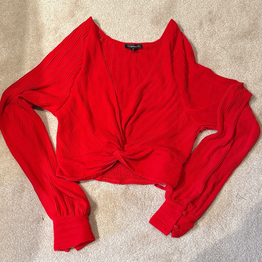 Dynamite Scarlet red Twist Front Blouse cropped size P / S